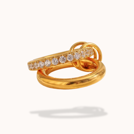 Gold ring Zircon Stone all around the ring in white background