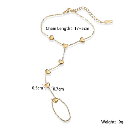 Heart Trio 3 Pc Necklace, Ring & Handchain Set