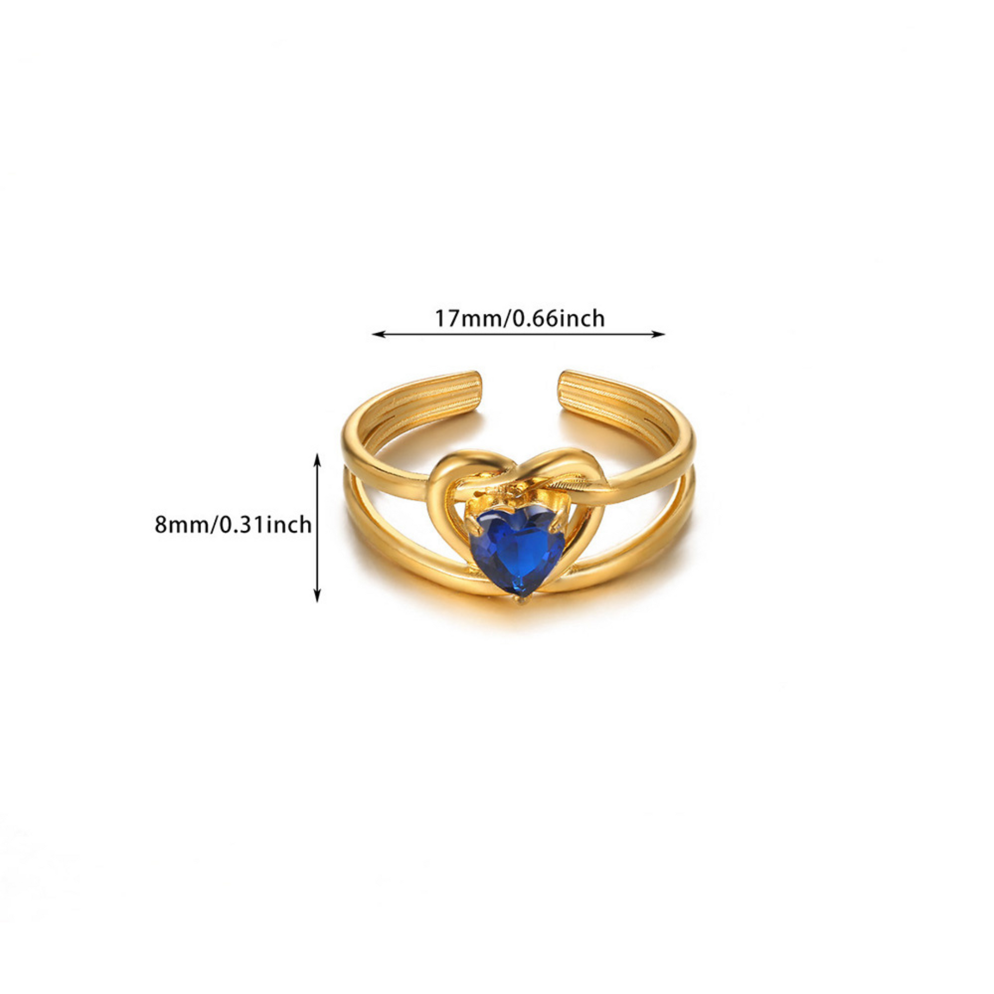 Blue Love diamond ring detail shot highlighting gold-plated finish