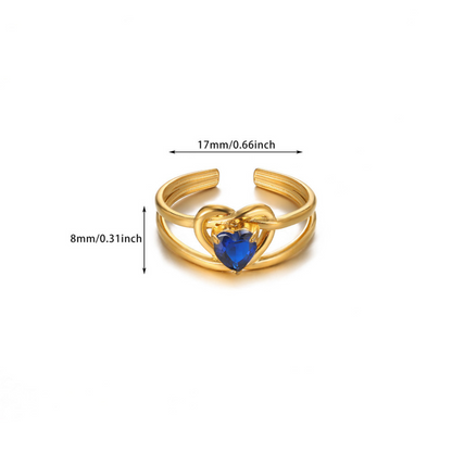 Blue Love diamond ring detail shot highlighting gold-plated finish