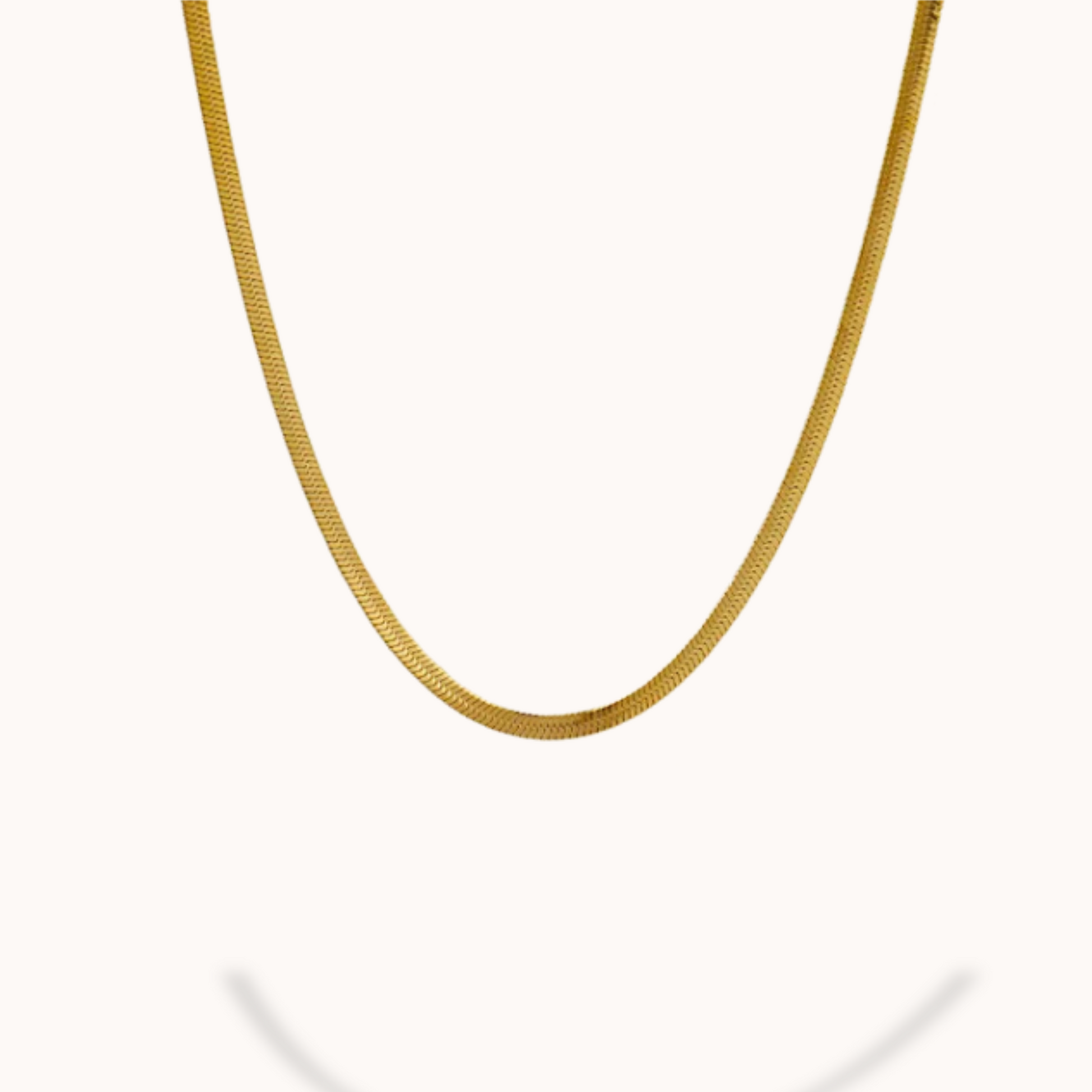 Gold chain necklace on a white background