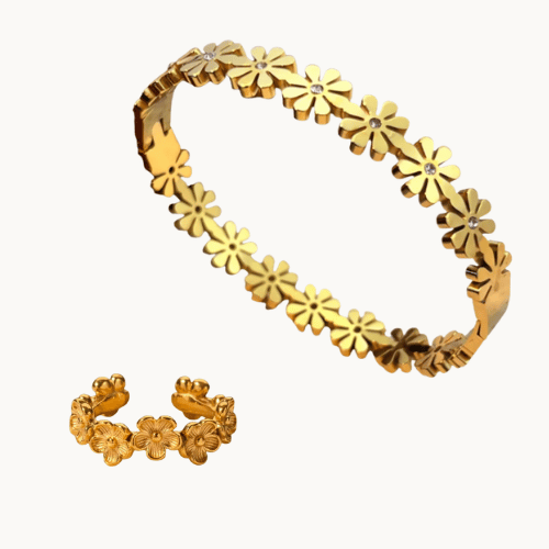 Daisy 2pc Bangle & Ring Set | Adjustable Ring