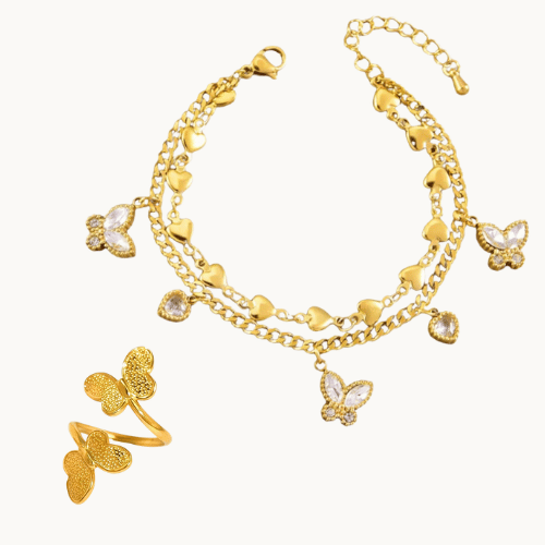 Flutter 2 Pc Bracelet & Ring Set