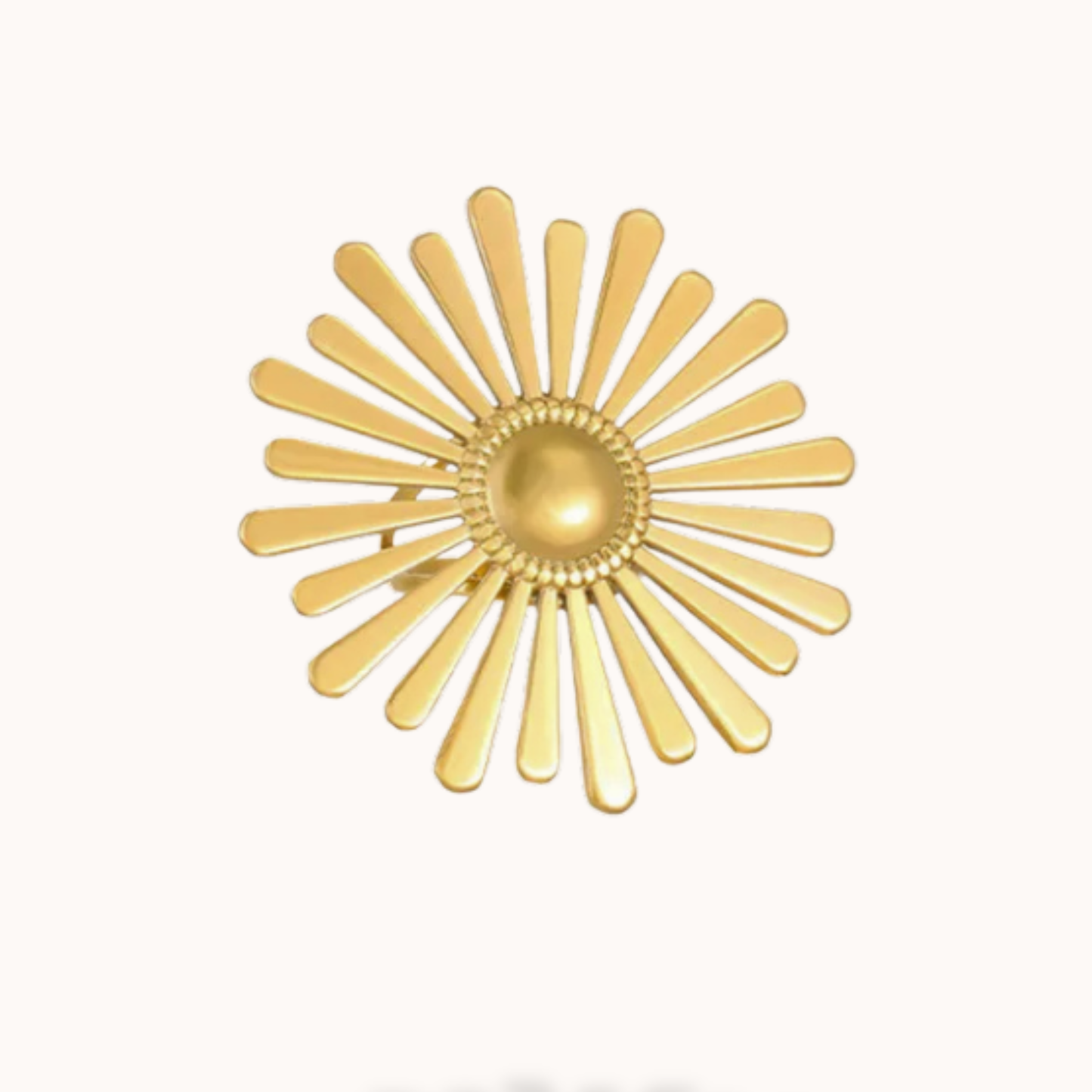 Gold sunburst design on a white background