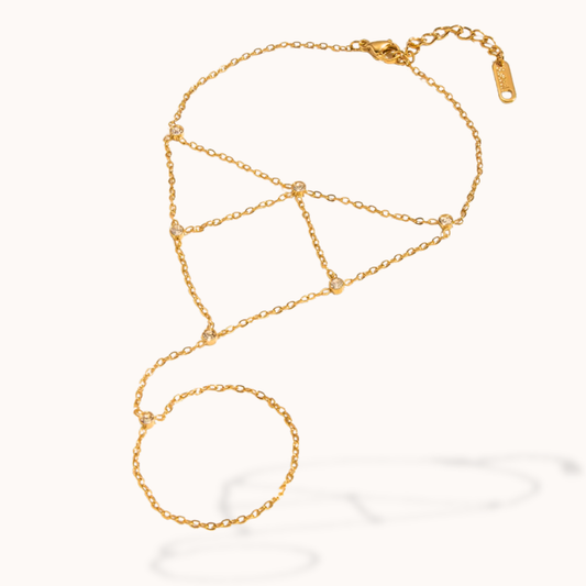 Gold chain necklace on a white background