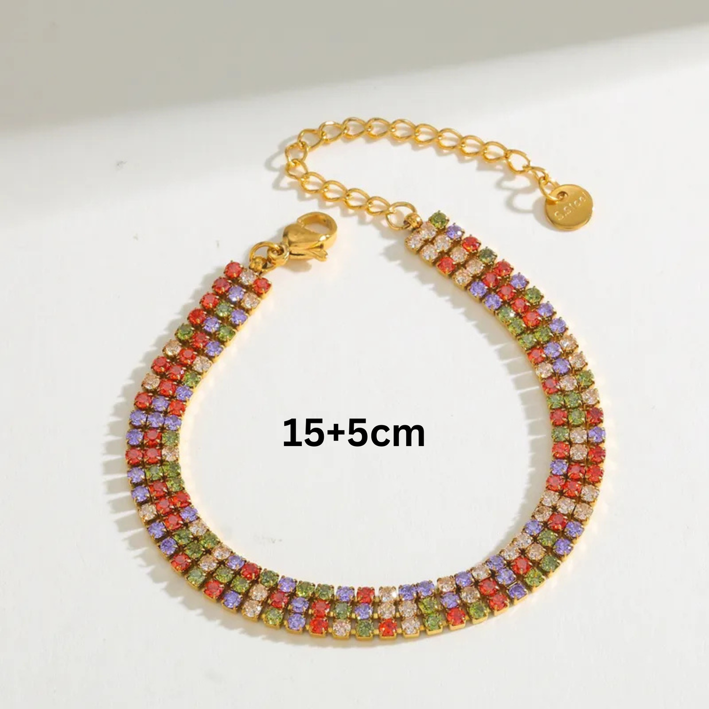 Multicolored beaded bracelet on a white background
