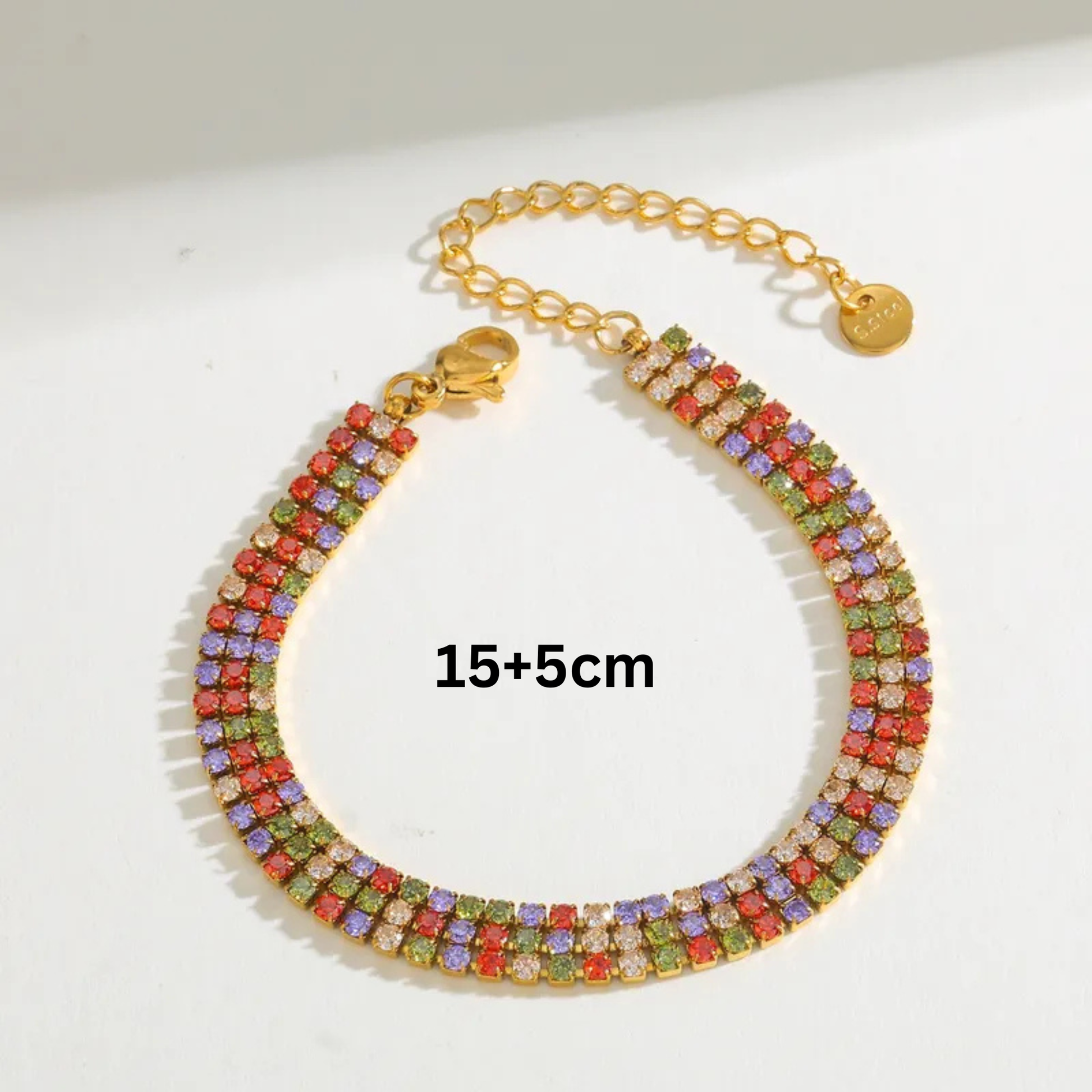 Multicolored beaded bracelet on a white background