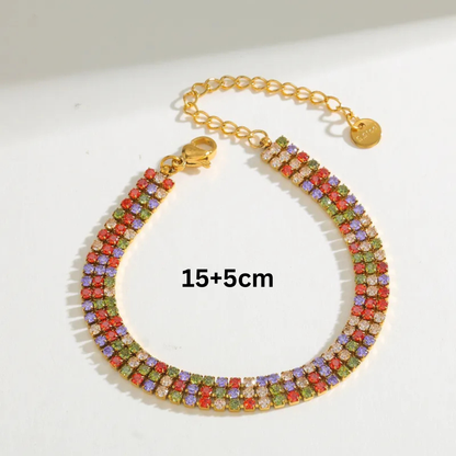 Multicolored beaded bracelet on a white background