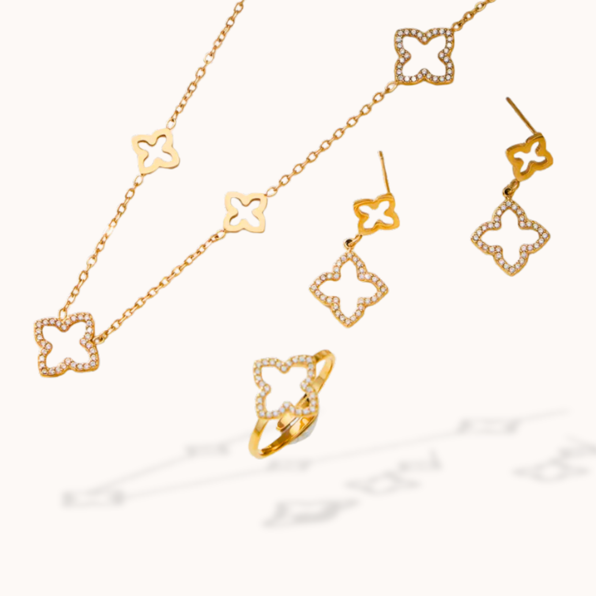 diamond clover 3piece jewelry set| Amoura Jewellers