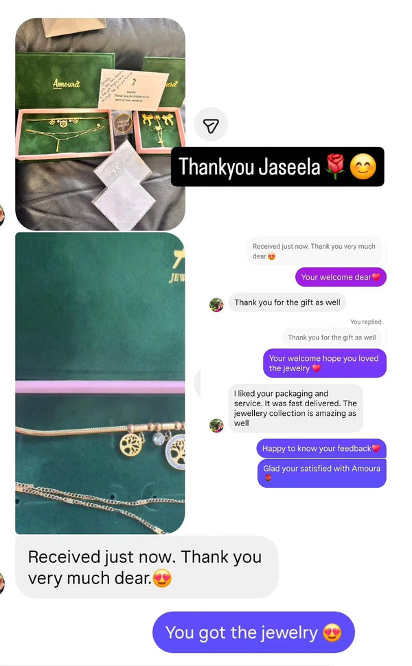 Jewelry with text conversation on a white background